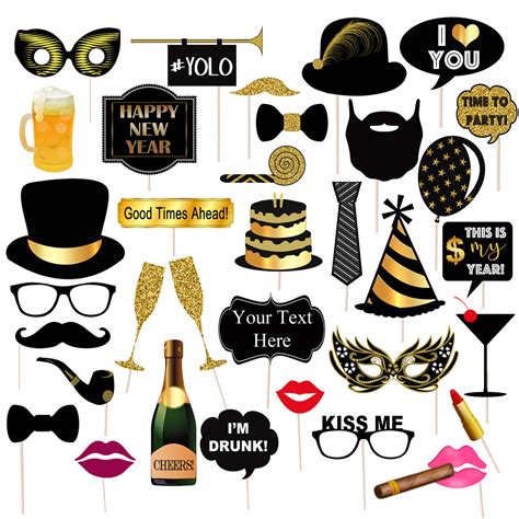 New Year Photo Booth Props Printable